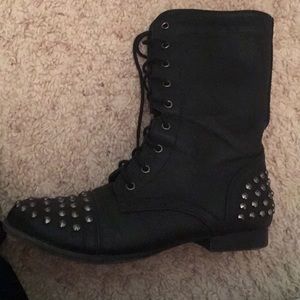 Black studded combat boots